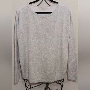 LOFT Oversized Heather Gray Sweater With Sheer Back Panel